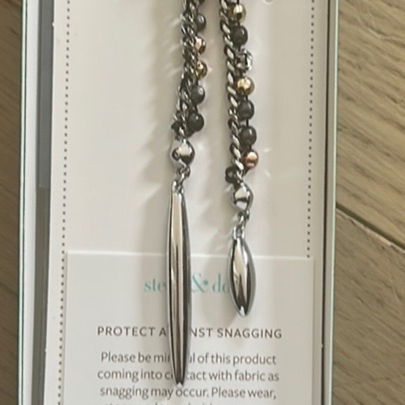 Stella & Dot Silver, Gold, Black, and Grey Lariat Necklace - NWOT. - Picture 8 of 8